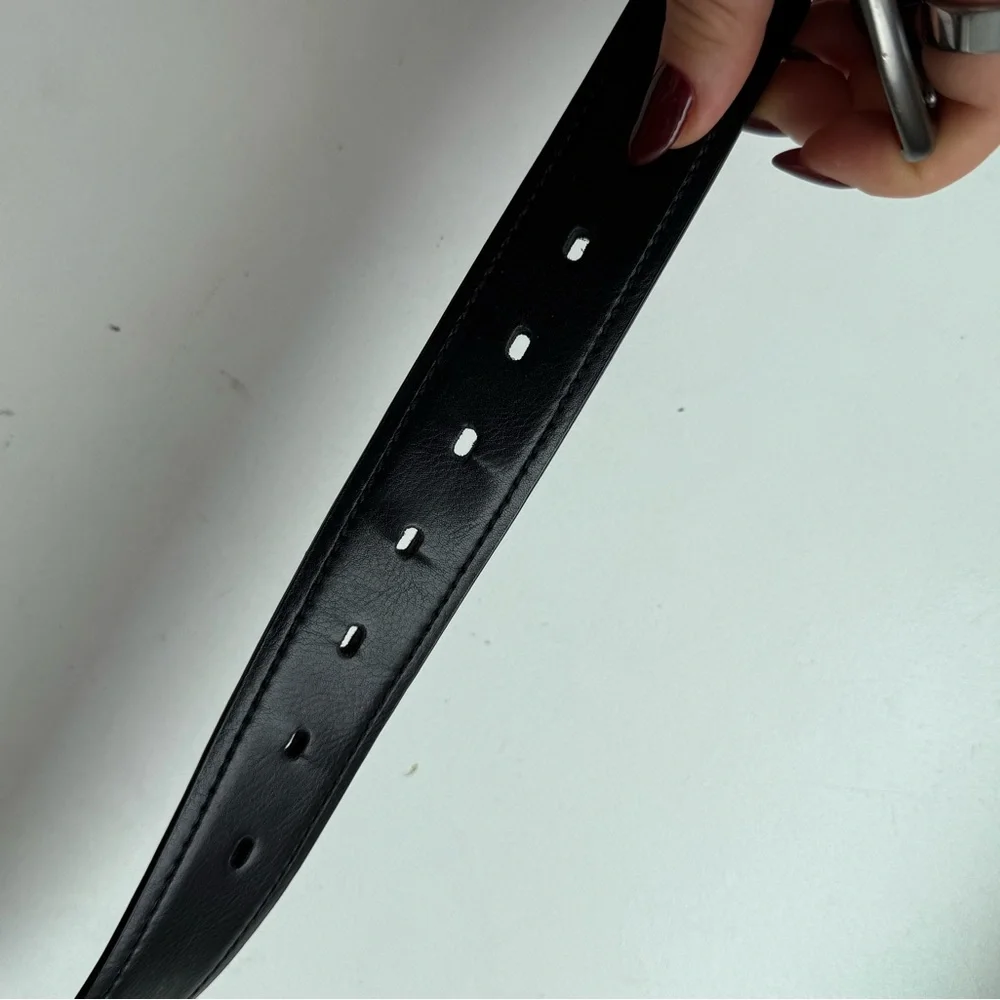 Levi's Black Leather Belt with Silver Buckle